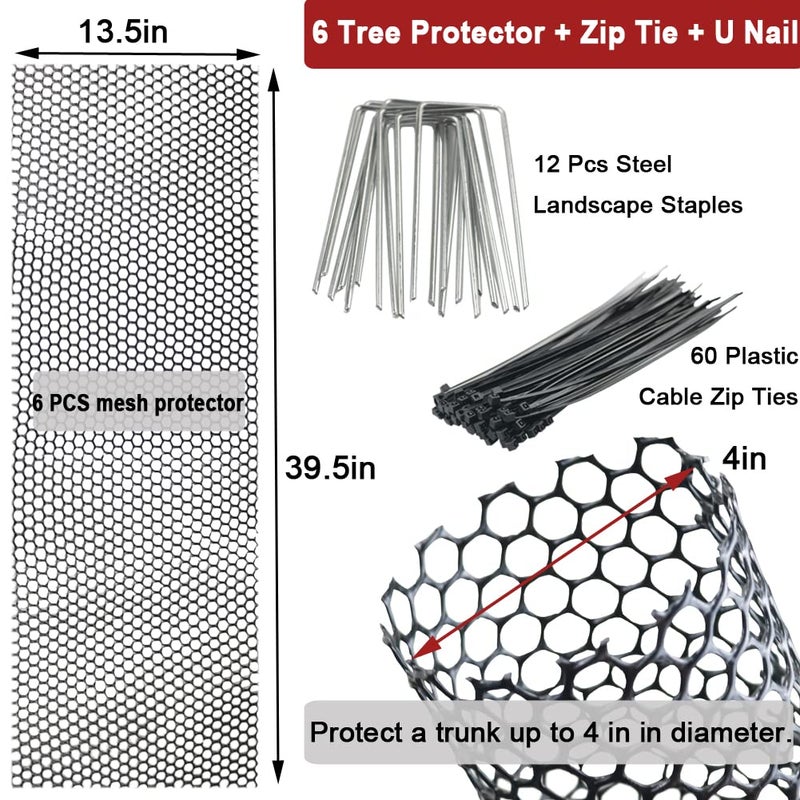 Yowlieu Mesh Tree Trunk Protectors, 6 Pack 40 Inches Tree Bark Protector Guard with Zip Ties Protect Tree from Deer Mowers Trimmers Rodents - Image 2
